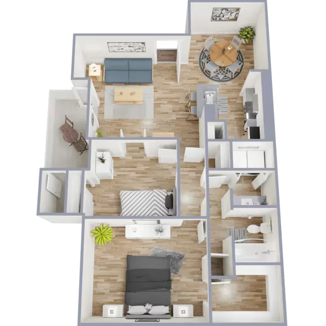 2 Bed 1 Bath 1323 floor plan